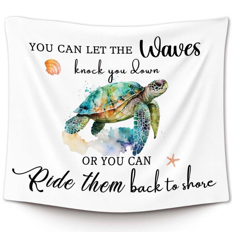 Blue White Stripe Tapestry Wall Hanging Watercolor Octopus Friends Quote Nautical Aesthetic Wall Art Dorm Room Decor