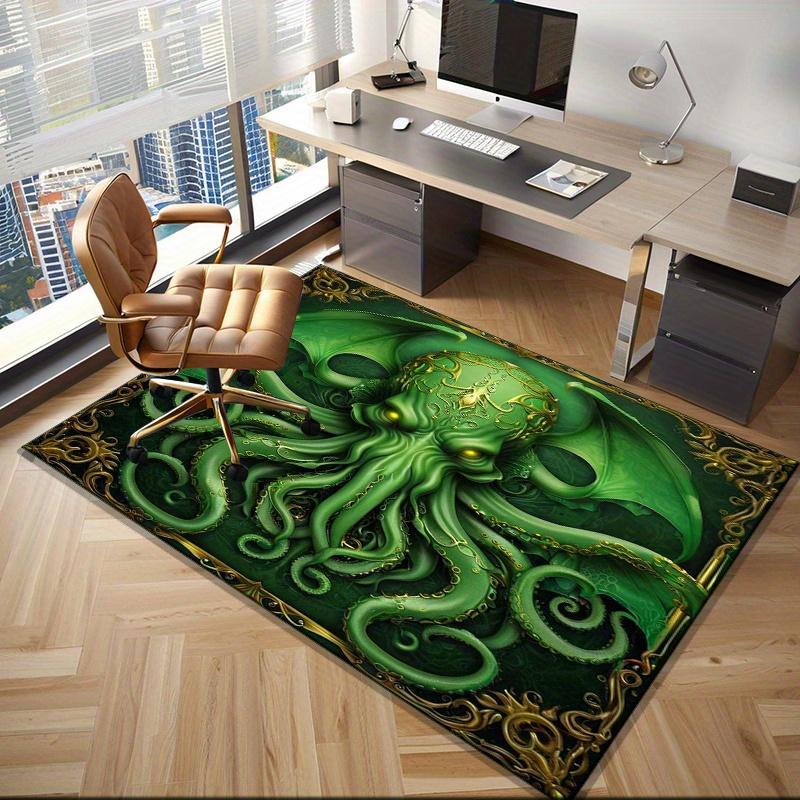 Green Octopus Skull Rug with Gothic Style living room floor mats unique design carpet  Anti slip carpet can be machine washed