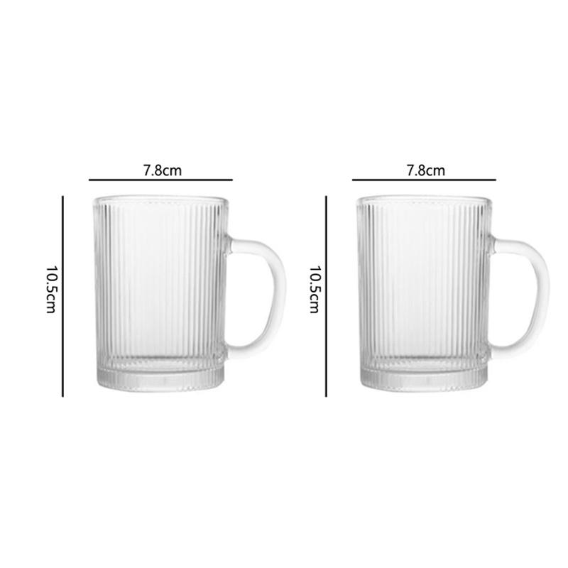 

Наборы из 2 шт. Полосатая стеклянная чашка с ручкой 330 мл/380 мл Кружка для кофе Простые стаканы для питья Бытовые чашки для сока, молока, чая Посуда для напитков 2pcs
