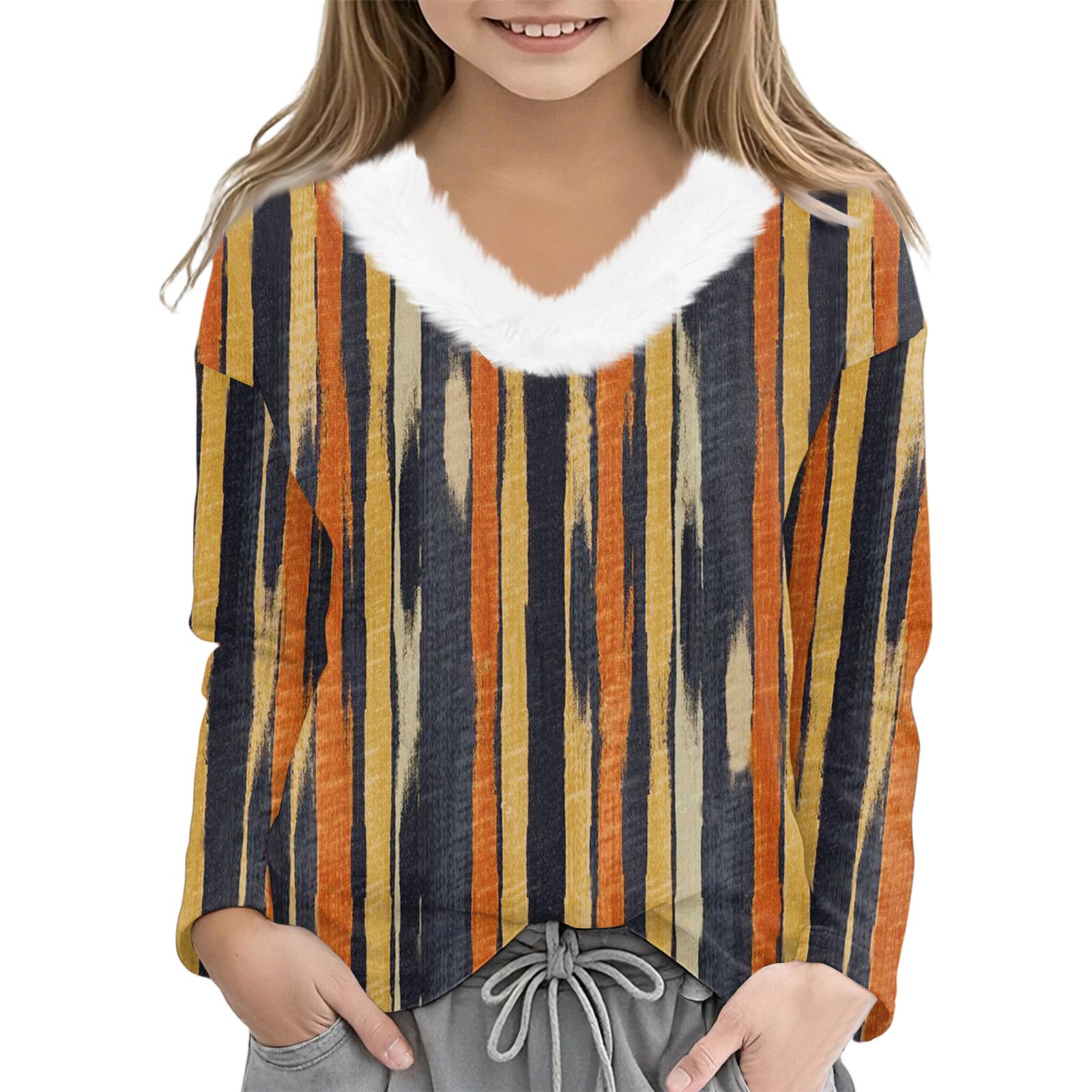 

Christmas Day Girls Long Sleeve T Shirts Kids Girls V-Neck Tee Christmas Print Long Sleeve Top 150 шафрановый