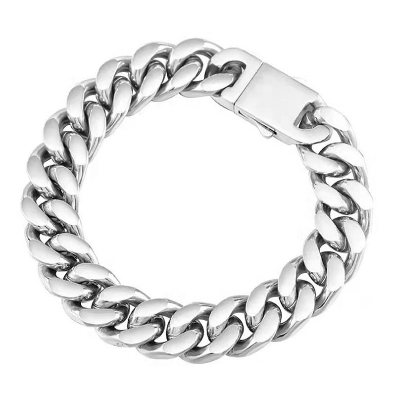 Fashionable Stainless Steel Hip-hop Cuban Bracelet Retro Punk Vacuum Electroplated Cuban Chain Bracelet Jewelry Elegant Bracelet