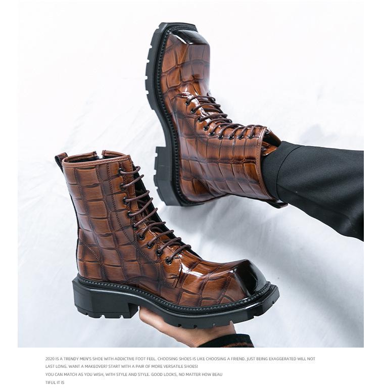 Men's Cross-Border High-Top Leather Boots - Large Size, Autumn/Winter 2025, New Workwear & British Martin Style