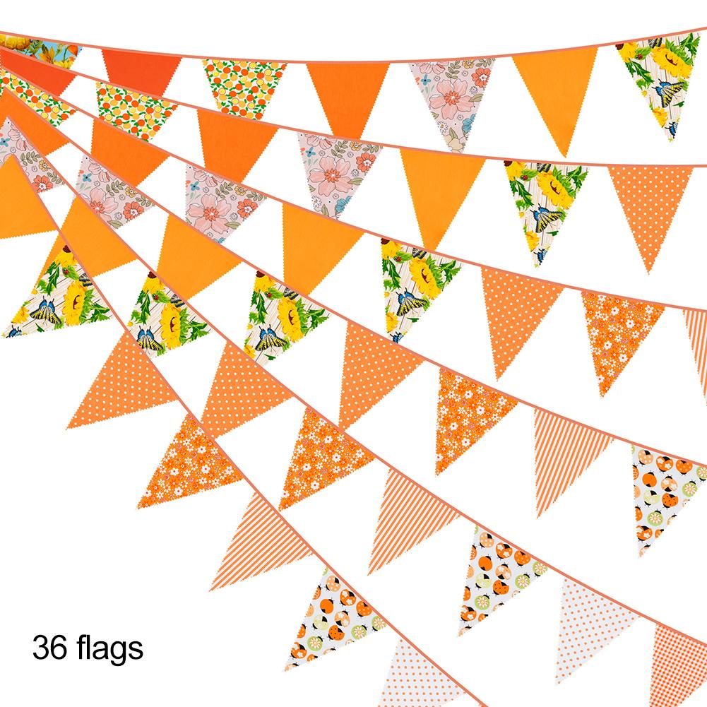 10 Meter Fabric Triangle Flag Garland with 36 Triangular Flags for Events Classroom Decoration and Festive Backgrounds