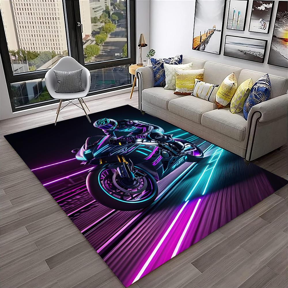 Racing Moto Off Road Motorcycle Carpet Rug for Home Living Room Bedroom Sofa Doormat Decor,Kid Play Area Rug Non-slip Floor Mat