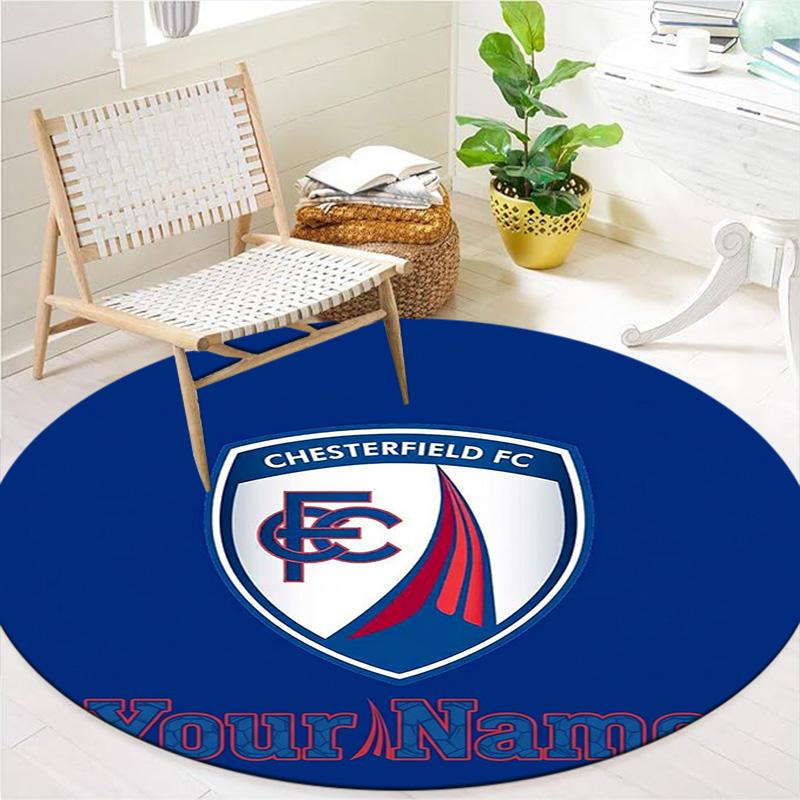 Chesterfield Fc Crest Custom Name Round Area Rug Carpet Rug For Living Room Bedroom Sofa Playroom Decor Nonslip Floor Mat