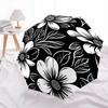 1pc Black and White Floral Pattern Pattern Automatic Umbrella Is Fashionable and Good-Looking, a Portable 3-Fold Umbrella, Suitable for Travel and Dai