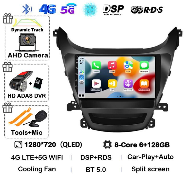 Android 14 Carplay Auto Car Radio For HYUNDAI ELANTRA 2011 2012 2013 2014 2015 2016 Multimedia Stereo Video Player GPS 4G WIFI