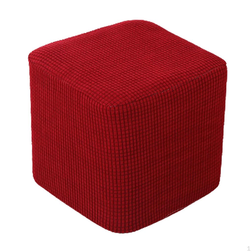 Square Ottoman Slipcover Polyester Stool Protector Cover Jacquard Fabric