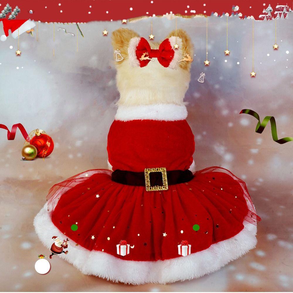 Soft Santa Claus Dog Skirt Breathable Cats Christmas Dress Pet Christmas Costume Spring