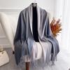 Fashion Solid Cashmere Warm Scarf for Women New Design Pashmina Winter Double Color Shawl Wraps Bufanda Tassel Blanket Poncho