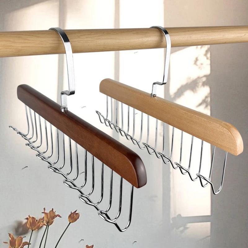 1 PC Multi-functional Solid Wood Hanger Hook Women Storage Bra Hanger Home Belt Hanger Durable 8 Hooks Rack Closet Clothes Organizer