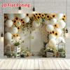 2D Sunflower and Butterfly Themed Backdrop Photo Background Banner