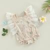Summer Newborn Infant Romper Cotton Lace Flying Sleeve Floral Baby Girls Romper Jumpsuit  Baby Clothing