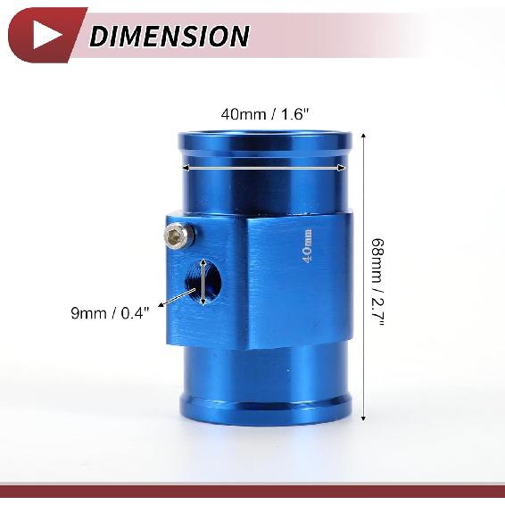1 Set Car Water Coolant Temperature Sensor Adapter Joint Pipe Radiator Sensor Adaptor 40mm Blue