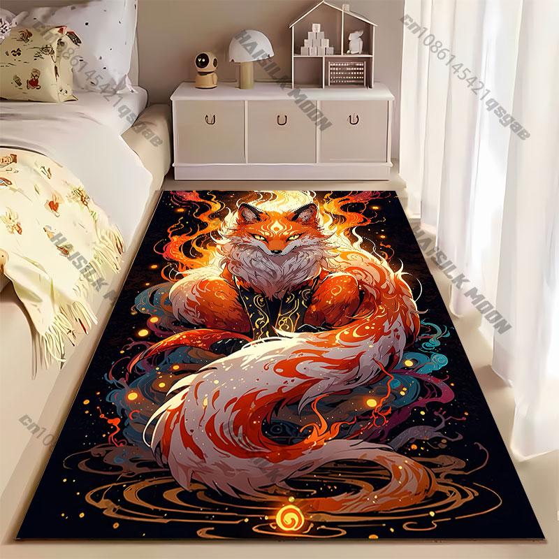 Mystical fiery fox spirit carpet Yoga living room room decor children's crawling mat doormat area rug games mat