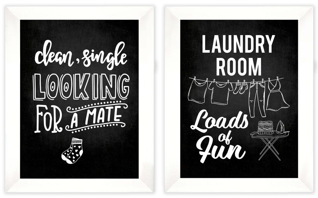 Inkdotpot 2 Piece Laundry Signs for Laundry Room Decor Wash Dry Fold Repeat Poster With Frame, Laundry Room Wall Art Signs Framed