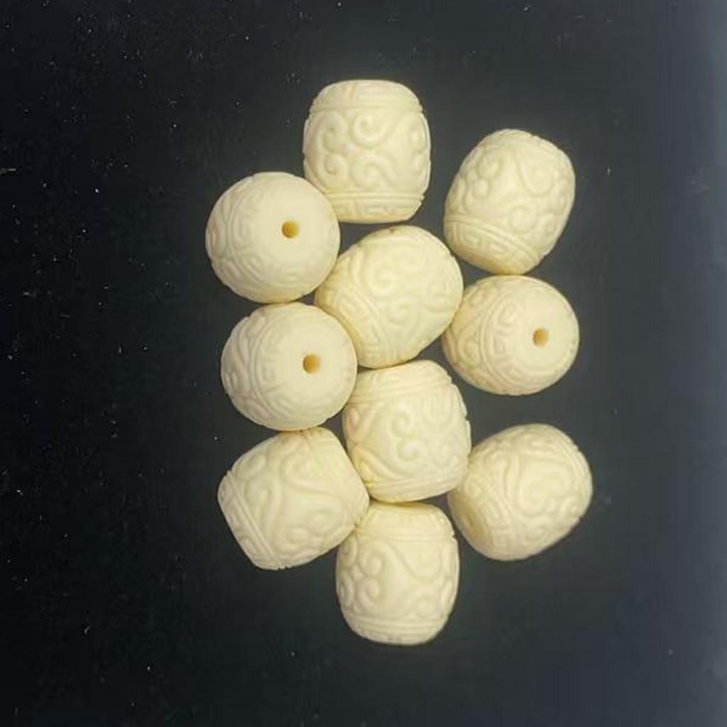10Pcs Shell Powder Ruyi Pattern Barrel Beads 13x19mm Ivory Carved Drum Spacer Beads for DIY Bracelet Jewelry Making