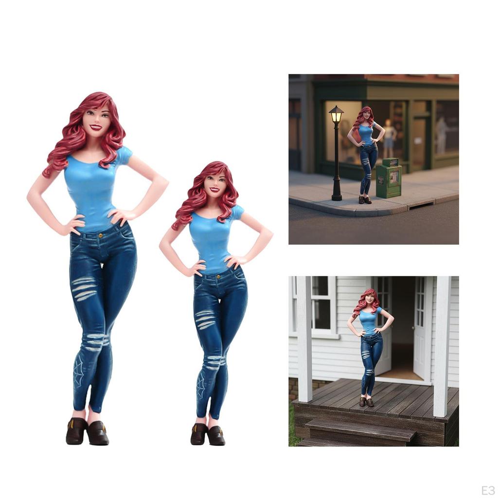 Collectible Miniature Female Figurine, Diorama Model, with Detailed Clothing. Realistic Resin, Ideal