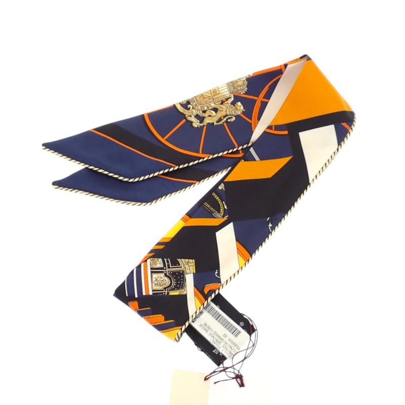 HERMES  H853932S_22  scarf Orange/Navy silk Women