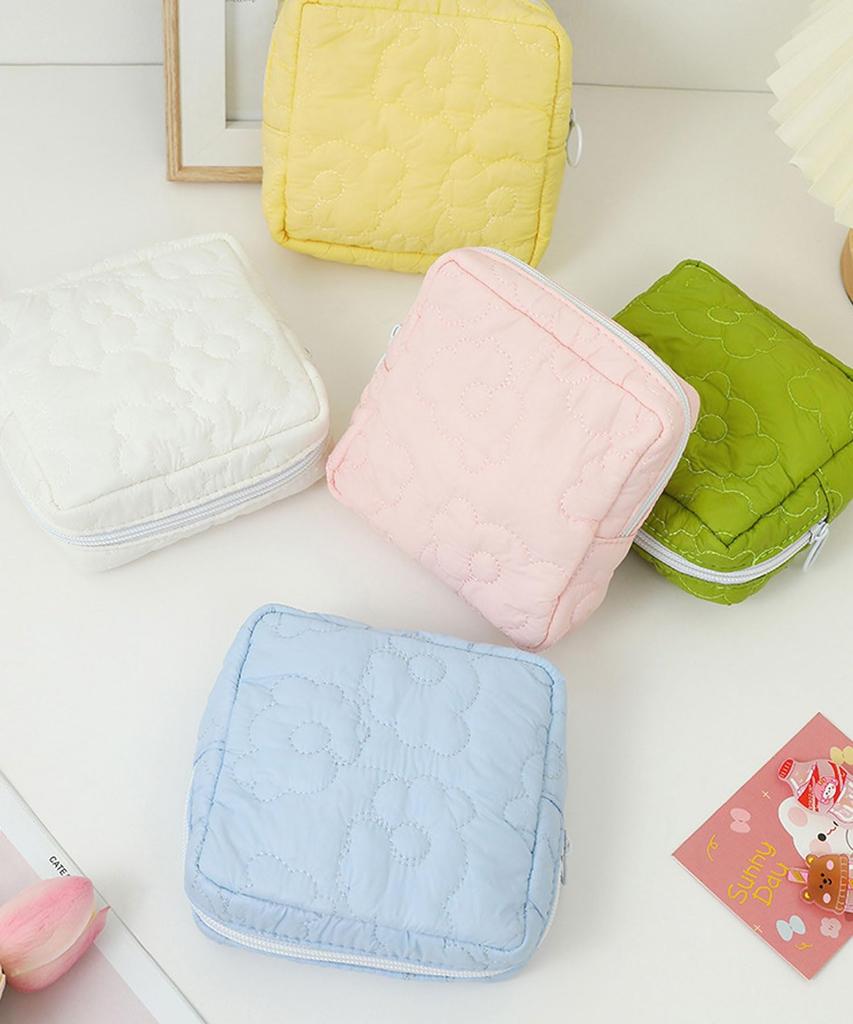 Ninon Ninon Pouch, LargeSmall, Makeup Pouch, Mini Pouch, Stylish, Mini, Large Capacity, Nylon, Floral Quilting, Plump, Square, Casual, Commuting,