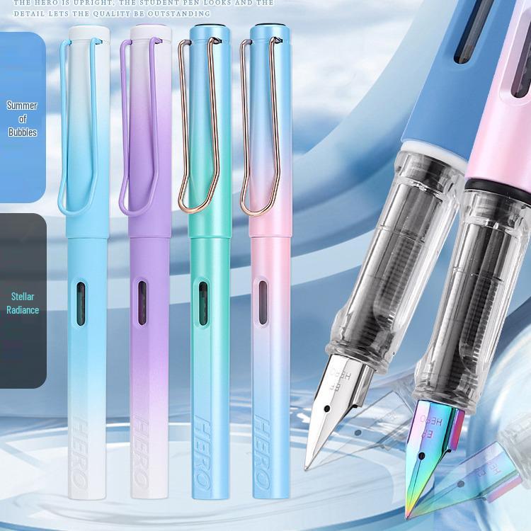 Penna stilografica HERO 1359 Schiuma Estiva - Cielo Stellato, Extra Fine per Studenti di Terza Elementare