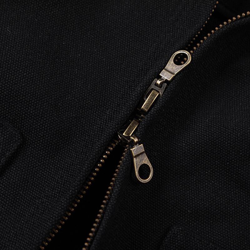 QIYOU 2025 Autumn Unisex Retro Dark Patchwork Double Zipper Workwear Jacket