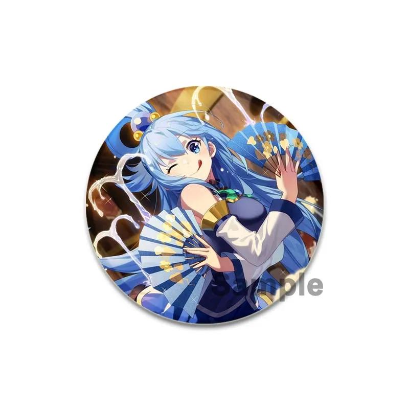 32/44/58mm Anime KonoSuba Pins Megumin Aqua Badge Handmade Brooche Breastpin for Backpack Clothes Accessories Gift
