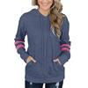 Autumn and Winter New Women's Contrast Striped Hoodie Loose Kangaroo Pocket Sweater
