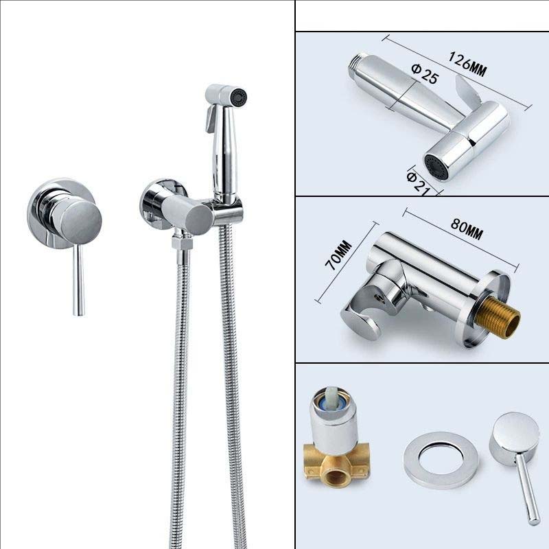 

Brushed Gold All copper toilet spray gun wall mounted concealed Shower Bidet hot and cold faucets bathroom toilet companion
