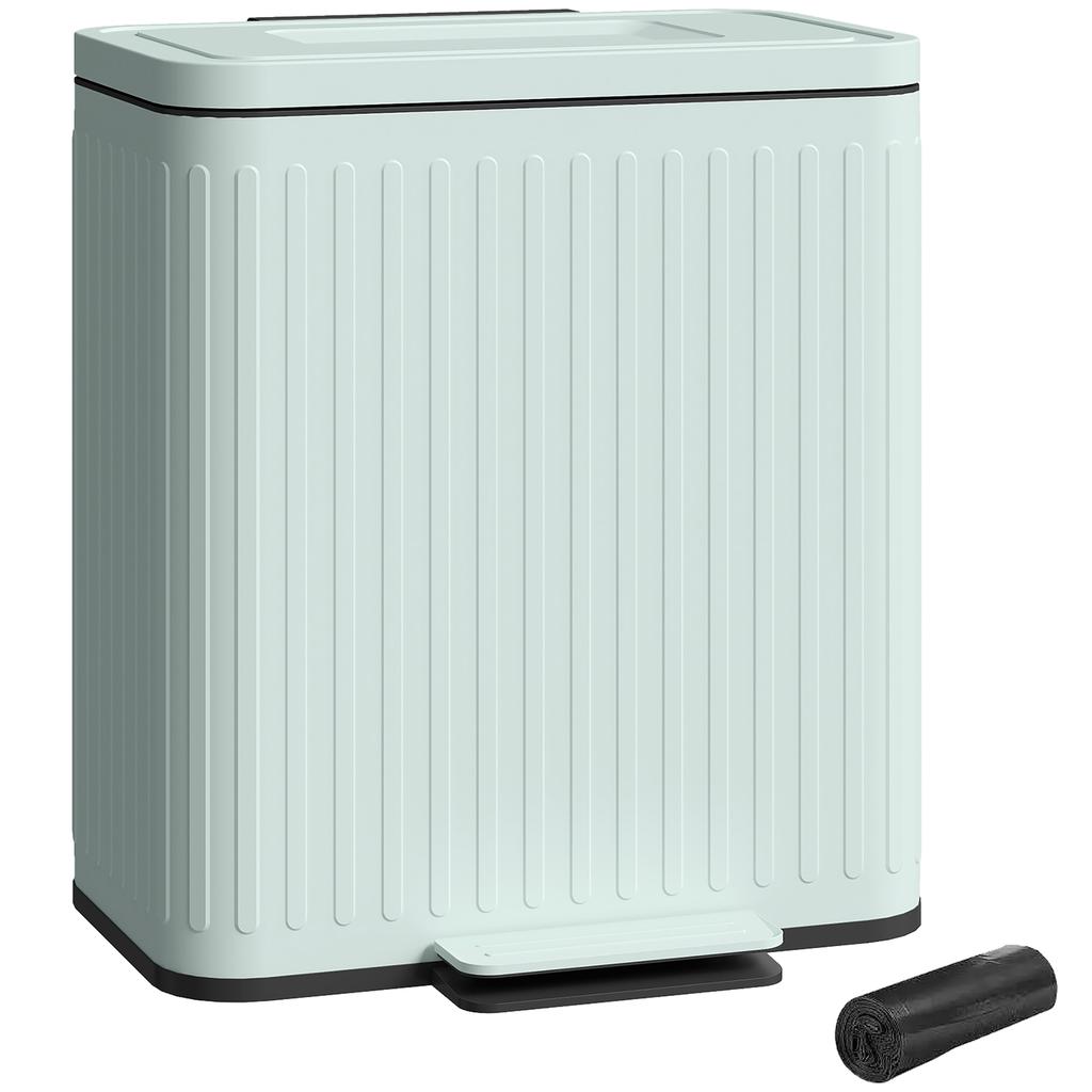 40L Dual Compartment Rubbish Bin, with Soft-Close Lid - Green