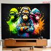 Coole Affen-Graffiti-Wandteppich, Hip-Hop-Stil Wandbehang, Bunte Splash-Art-Dekoration für Schlafzimmer, Wohnheim, Wohnzimmer