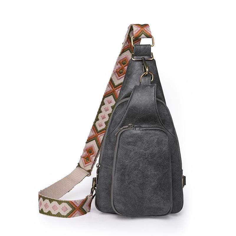 

кожаная женская нагрудная сумка, однотонная сумка через плечо, спортивная маленькая нагрудная сумка для спорта на открытом воздухе серый