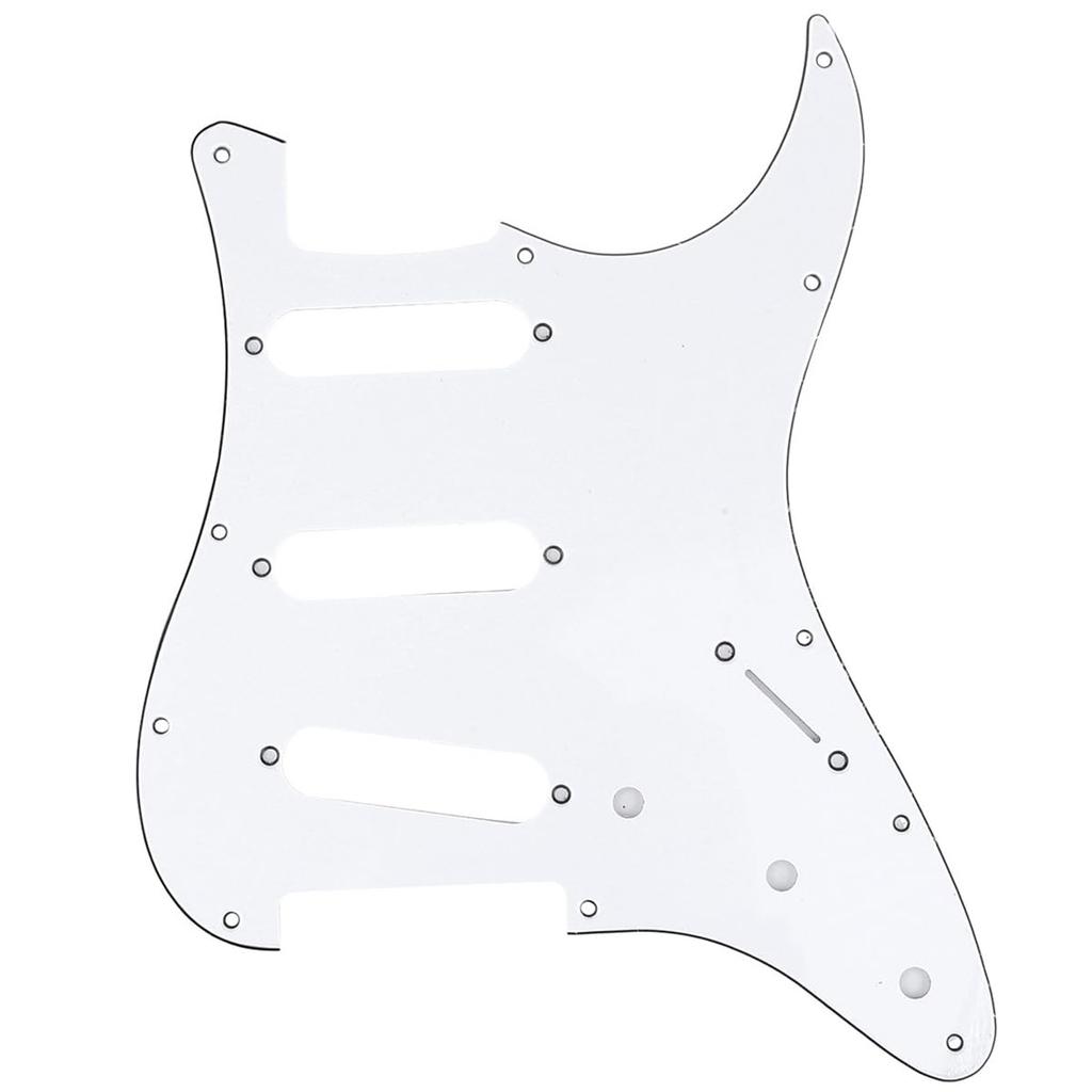Musiclily Pro 1972 11-Hole Stratocaster Pickguards, Made In Japan for Fender Japan Strat Electric Guitars, White, 3-Piece Set
