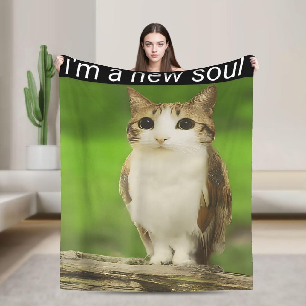 Internet Famous Meowl Cat Owl Meme Flannel Blankets Winter Soft Throw Blanket Children Outdoor Comfortable Bedspread Sofa Cover