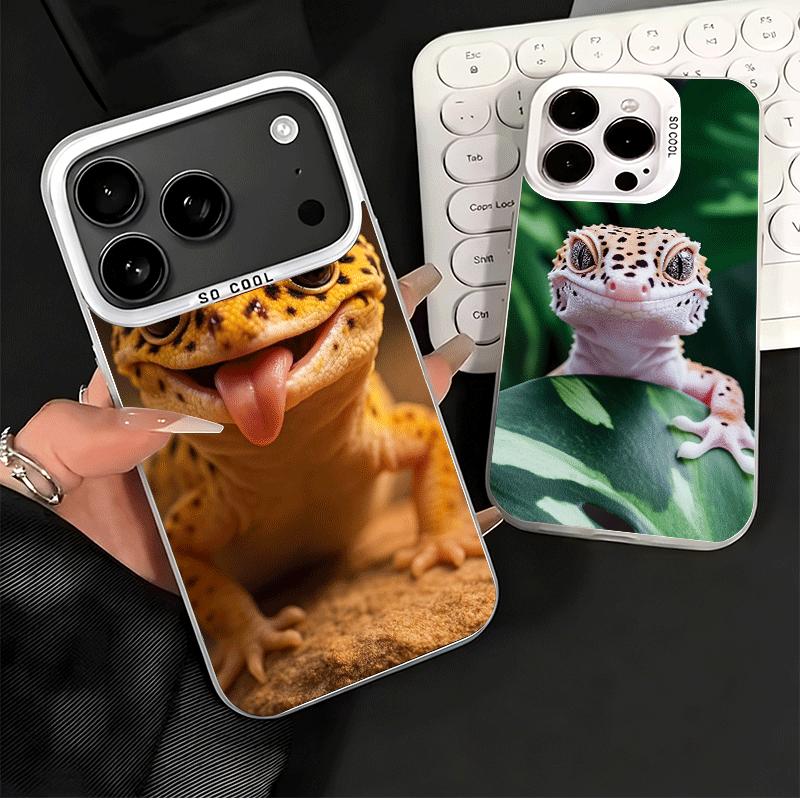 Lizards Geckos Cute Pet Soft Phone Case for iPhone 15 16 17 Pro Max 17Air 16E 14 Plus 13 12 Mini Shockproof Cover Back Shell