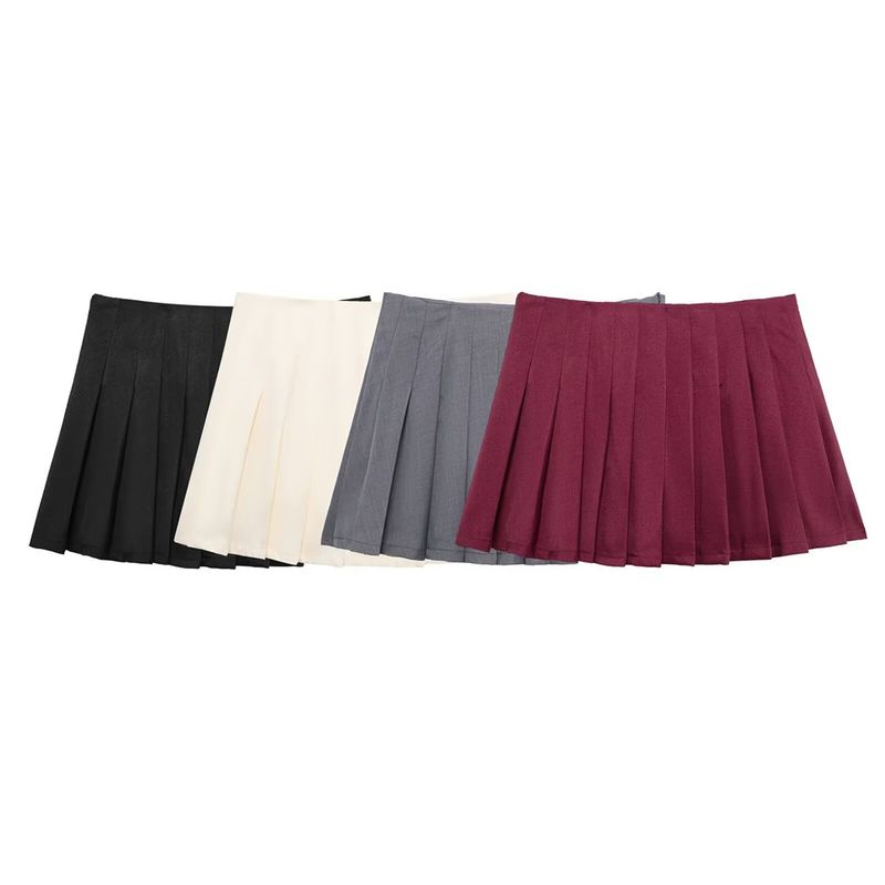 Kaslead New Arrival Women's Clothing Fashion Style Fashion Minimalist All-Match Multicolor Casual Half-Length Pleated Skirt