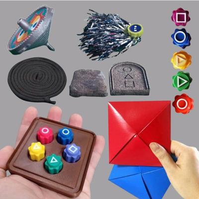 1 Set Korean Traditional Catching Stone Hand-Eye Coordination Kids Adults Shuttlecock Spinning Top Tile Flipping Jacks Stone Educational Game