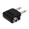 Set of 2pcs Aviation Headphone Adapter 3.5mm Port Aircraft Earphone Socket Conversion Adaptors Portable Converters