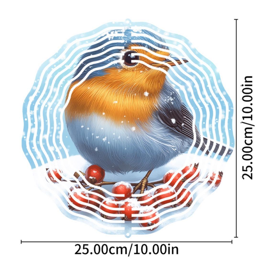 

Большой металлический ветряной спиннер с малиновкой и красными ягодами 3D кинетическое искусство подвесной декор для сада двора патио внутри и снаружи рождественский подарок 01A
