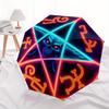Neon Pentagram Skull Umbrella, Portable 3-Fold Compact Umbrella,Mother's Day Halloween