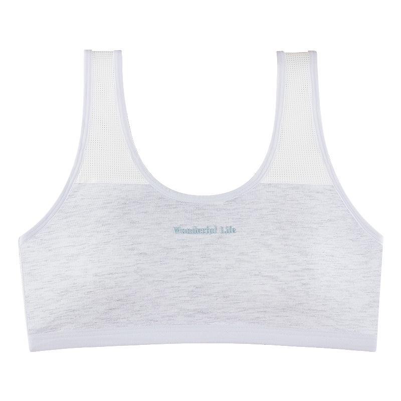 Girls' Pure Cotton Mesh Bra with Fixed Pads