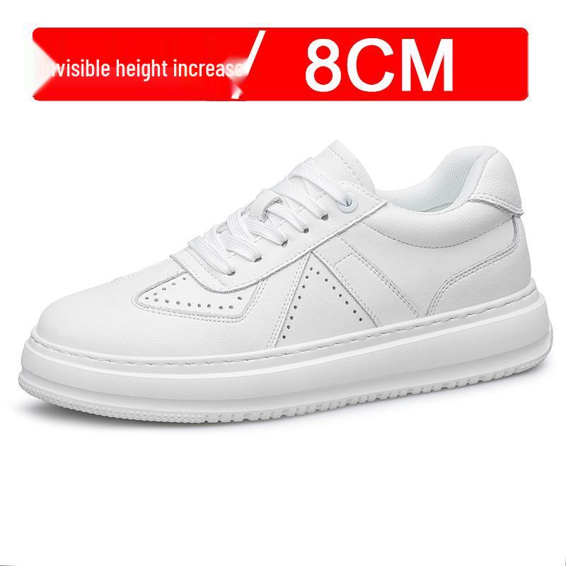 Men s 8cm Height-Increasing Thick-Soled Lightweight Trendy Sports Shoes - White Casual Sneakers 43