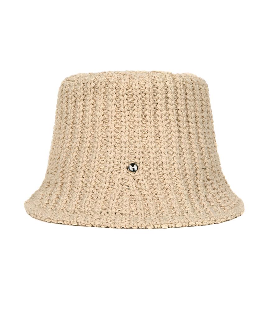 HIGH SCHOOL DISCO Badge Summer Knit Bucket Hat Light Beige