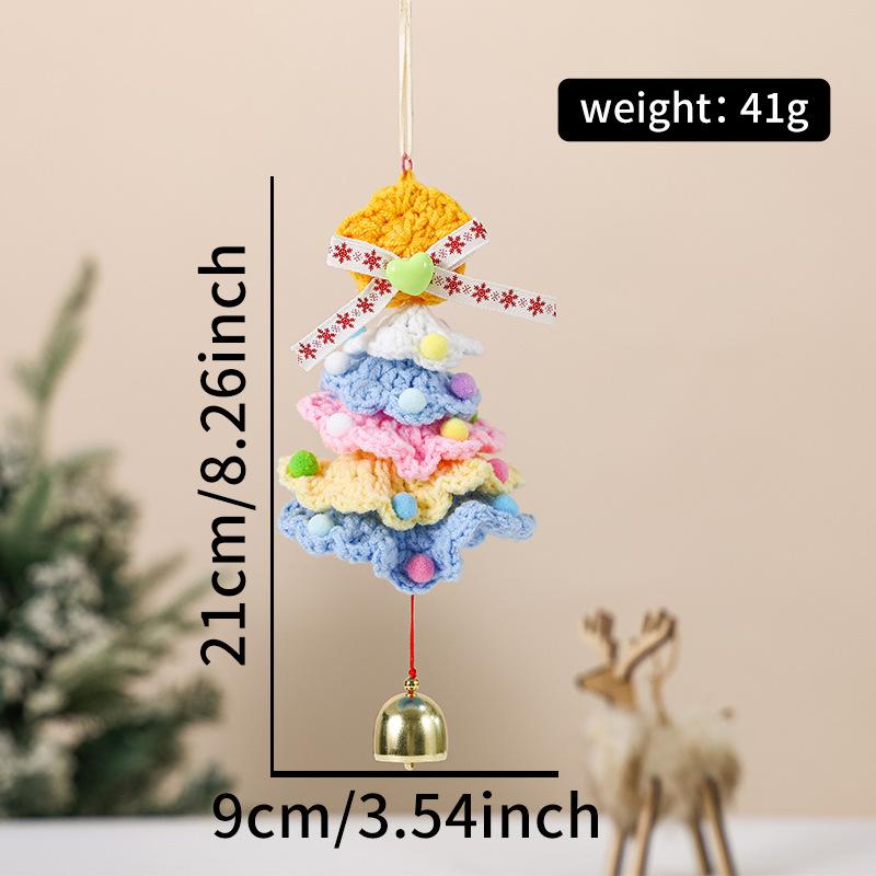 

Knitted Christmas Tree With Jingle Bell Plush Christmas Hanging Pendant Wool Crochet Christmas Tree For Christmas Party Decor