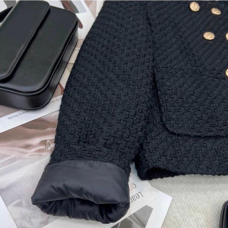 Inner Double Row Button Short Jacket Autumn Winter Elegant Lady Fashion