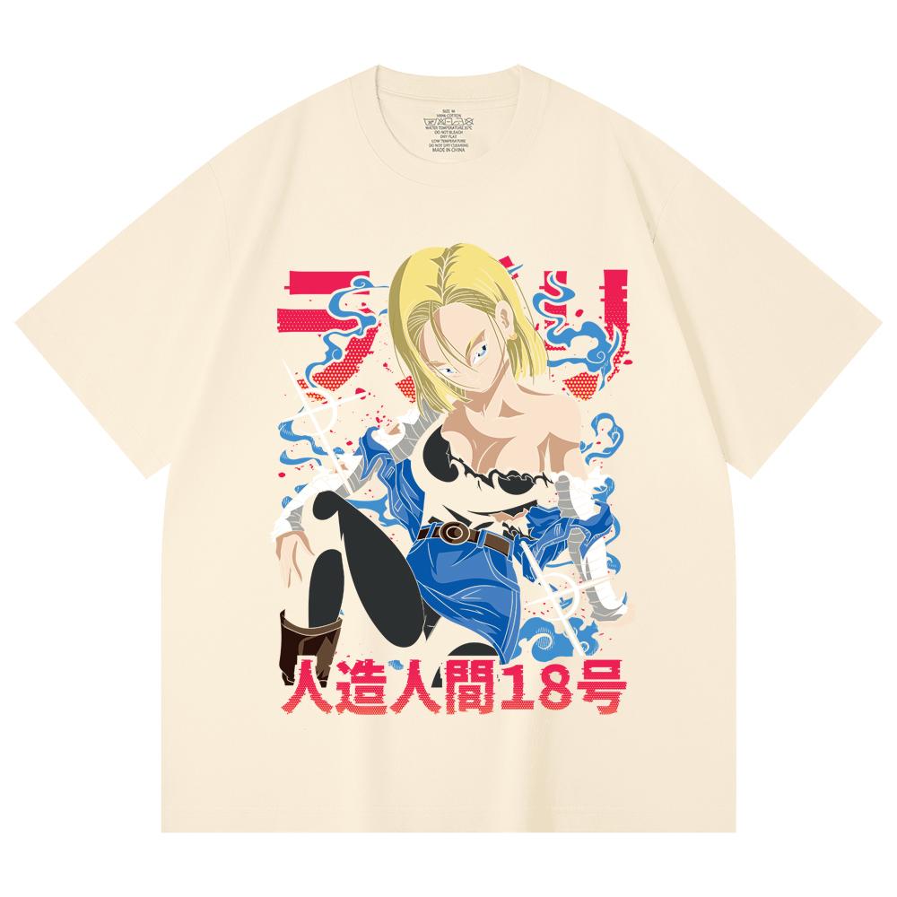 Хлопковая футболка унисекс 230 г/м² 100% хлопок, принт Dragon Ball V24 Android, тяжелый хлопок XS абрикосовый
