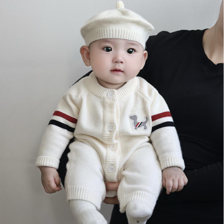 Autumn/Winter Newborn Boys Knitted Jumpsuit: Outdoor & Crawling Wear