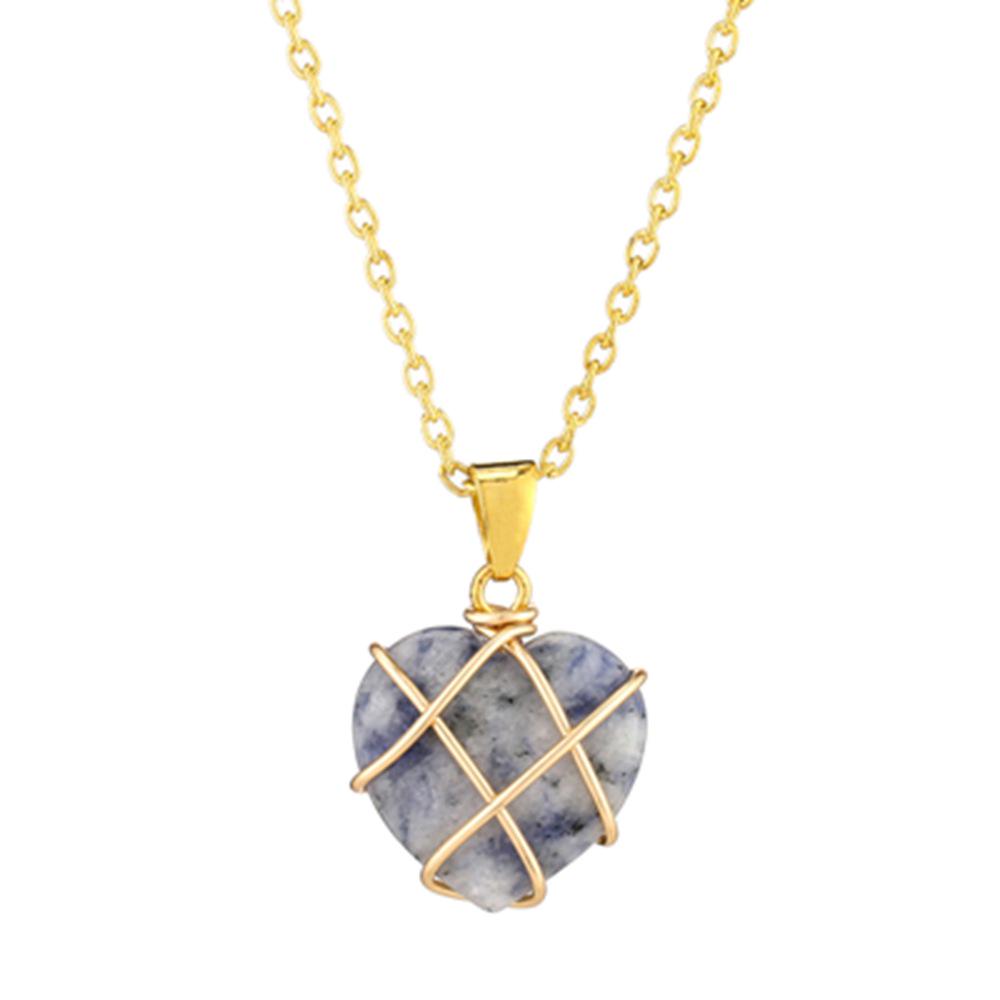 Crystal Heart Necklace with Natural Colored Gemstone Pendant - DIY Wire-Wrapped Heart Shape