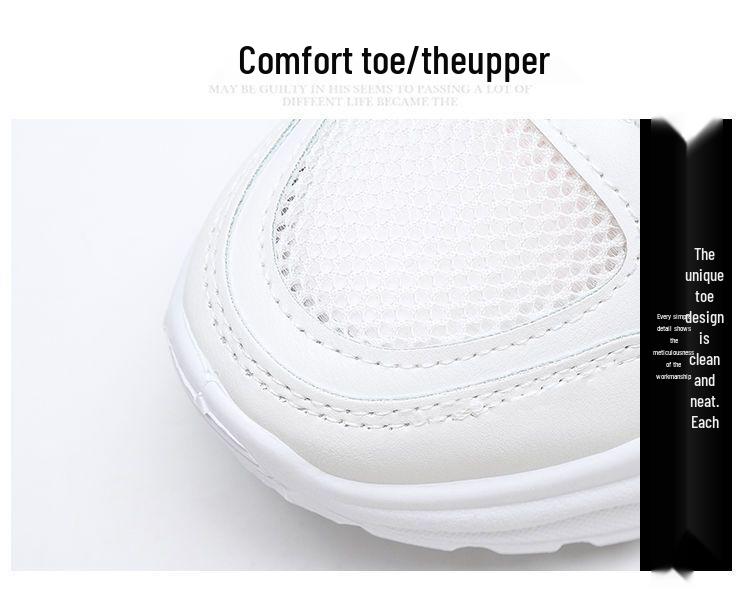 Dames 2025 Lente Leer Ademende Sneakers - Casual, Veelzijdig, Dikke Zool Dad Shoes