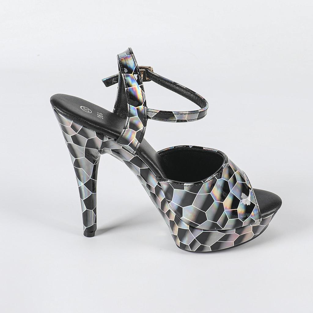High-heeled Sandals Women's  Summer Thin-heeled Waterproof Table Rhinestone Model Catwalk Dress Shoes 13CM LFD-1099-Q27
